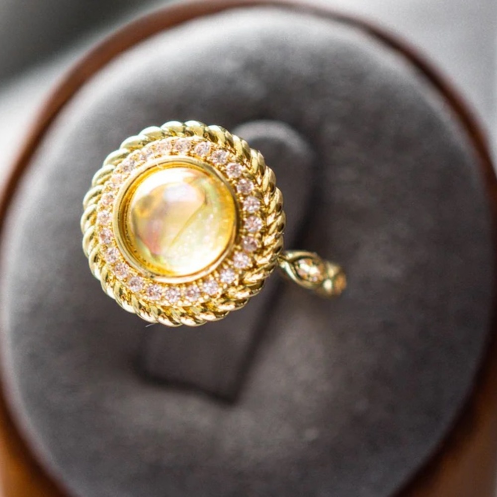 Ellie Moonstone Gold Ring S925 Stamped | size 8